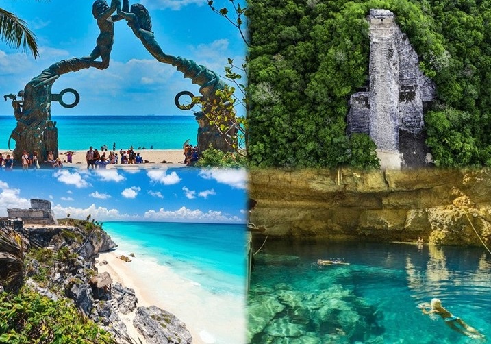 Tour 4x1 Tulum, Coba, Cenote y Playa del Carmen Deluxe